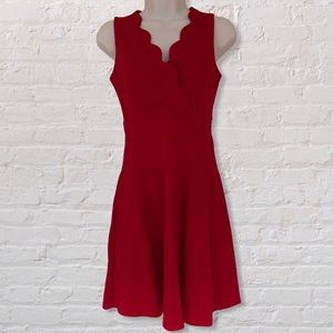 🍁Fall Sale🍁 Monteau Red Scalloped Neckline Dress